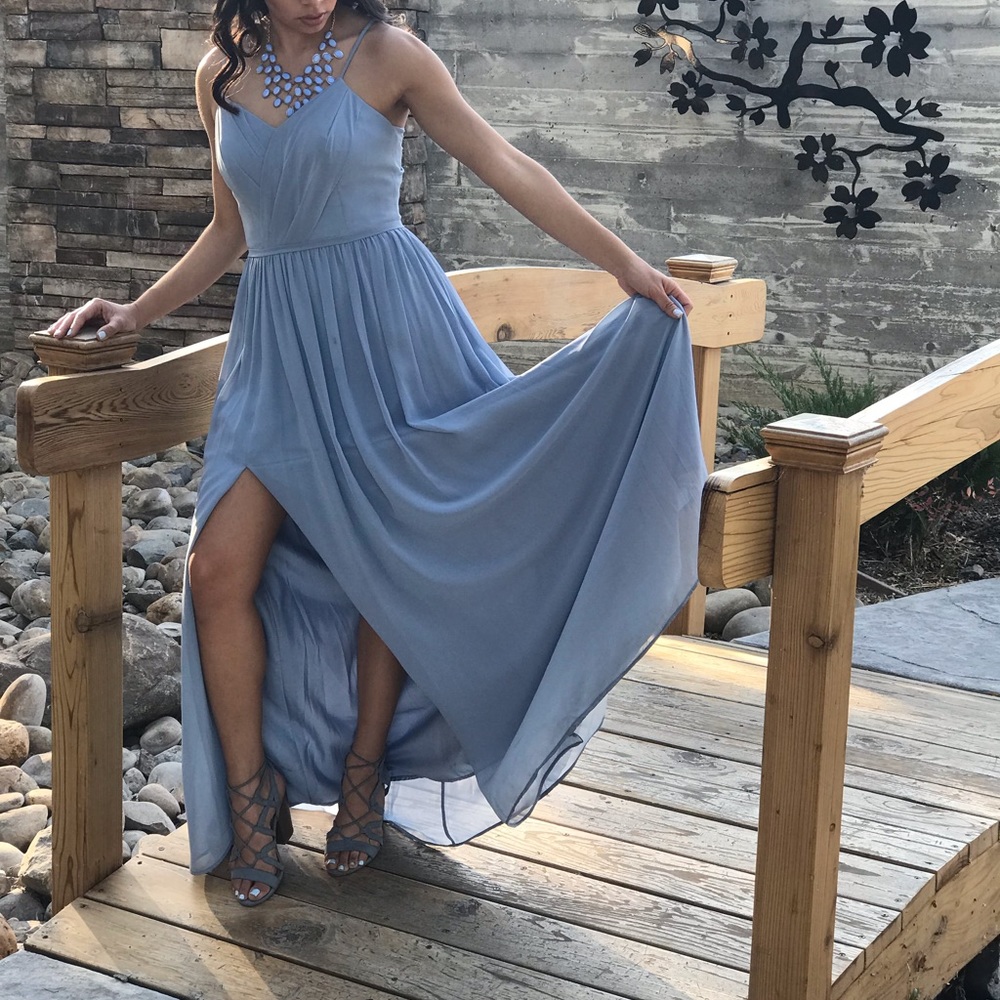 Azazie Cora Dusty Blue Bridesmaid Dress